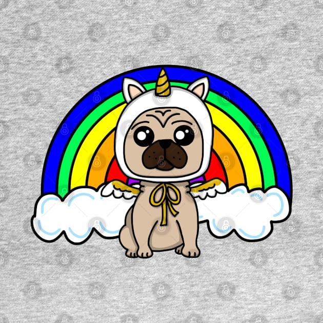 Chibi Unicorn Pug Rainbow (Small Design) by Aeriskate